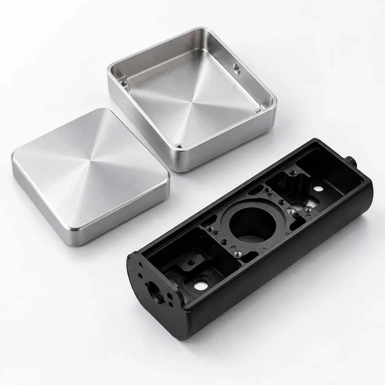 Illustrative black and silver housing types